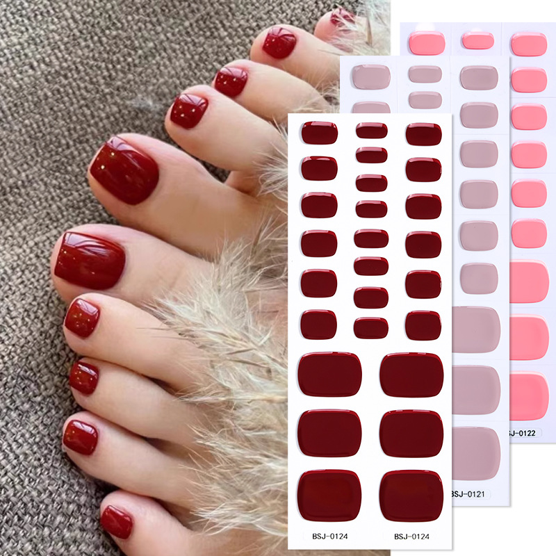 Uv Lamp Nail Resin - Pure Color Toe Gel Nail Sticker