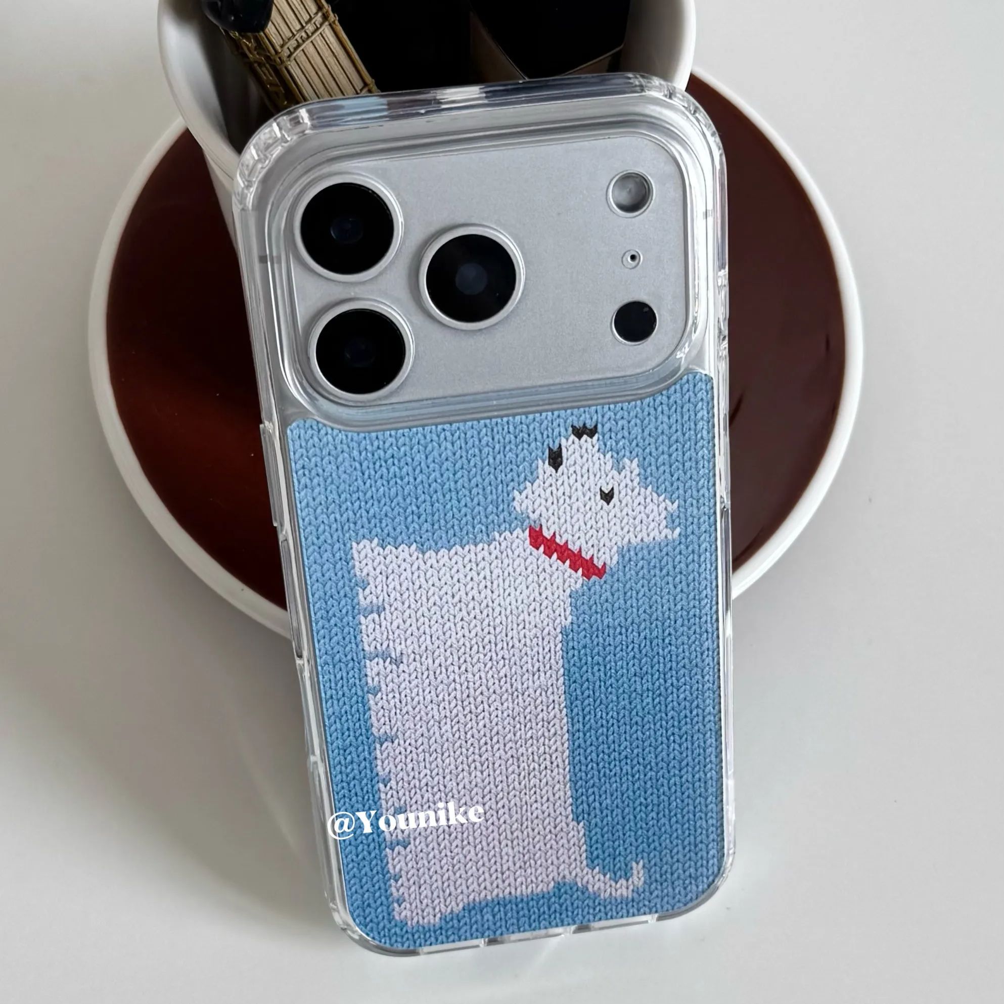 Resin Art Phone Case - Korean Ins Knitted Printed Western Highland