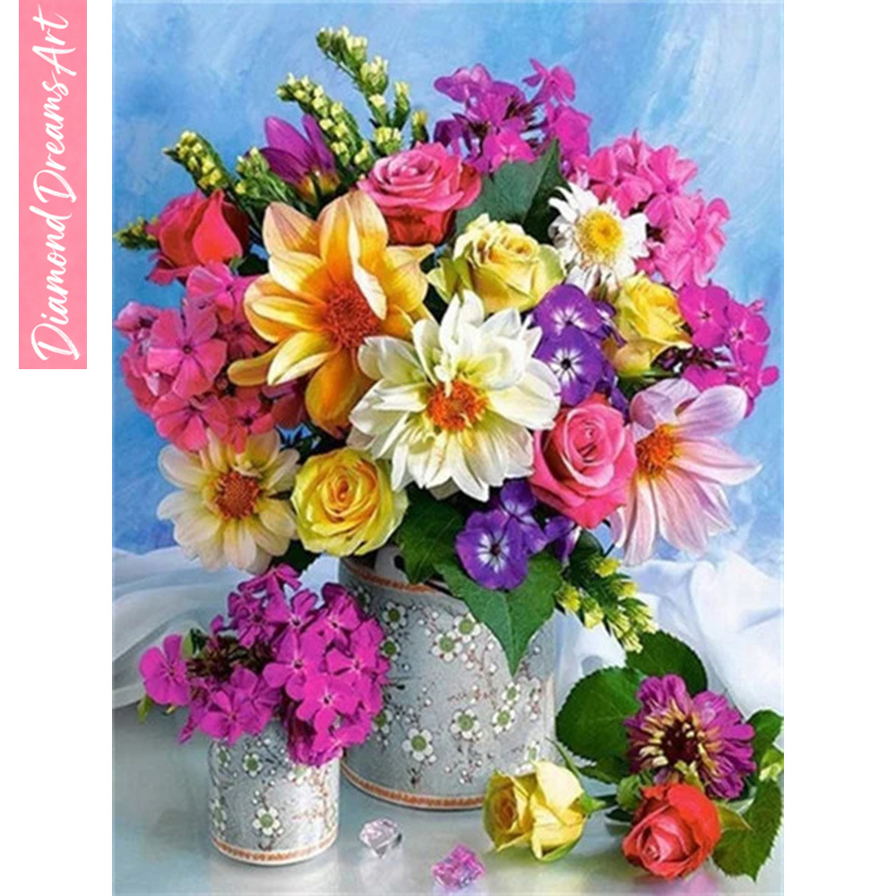 Resin Art Wall - Full Diamond Mosaic Flower 5D Diamond