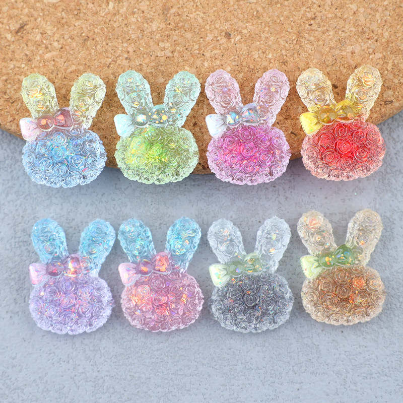 Resin Art Products - 5PCS 18*25mm Luminous Gradient Rabbit Resin