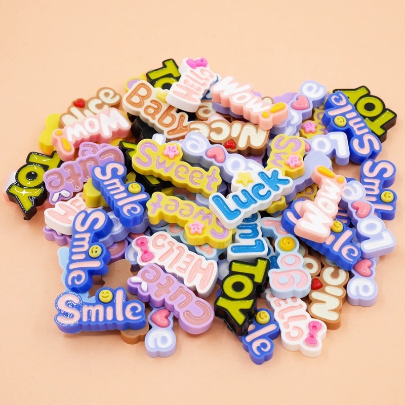 Resin Art Phone Case - 10Pcs Cute Flat Back Wow Luck
