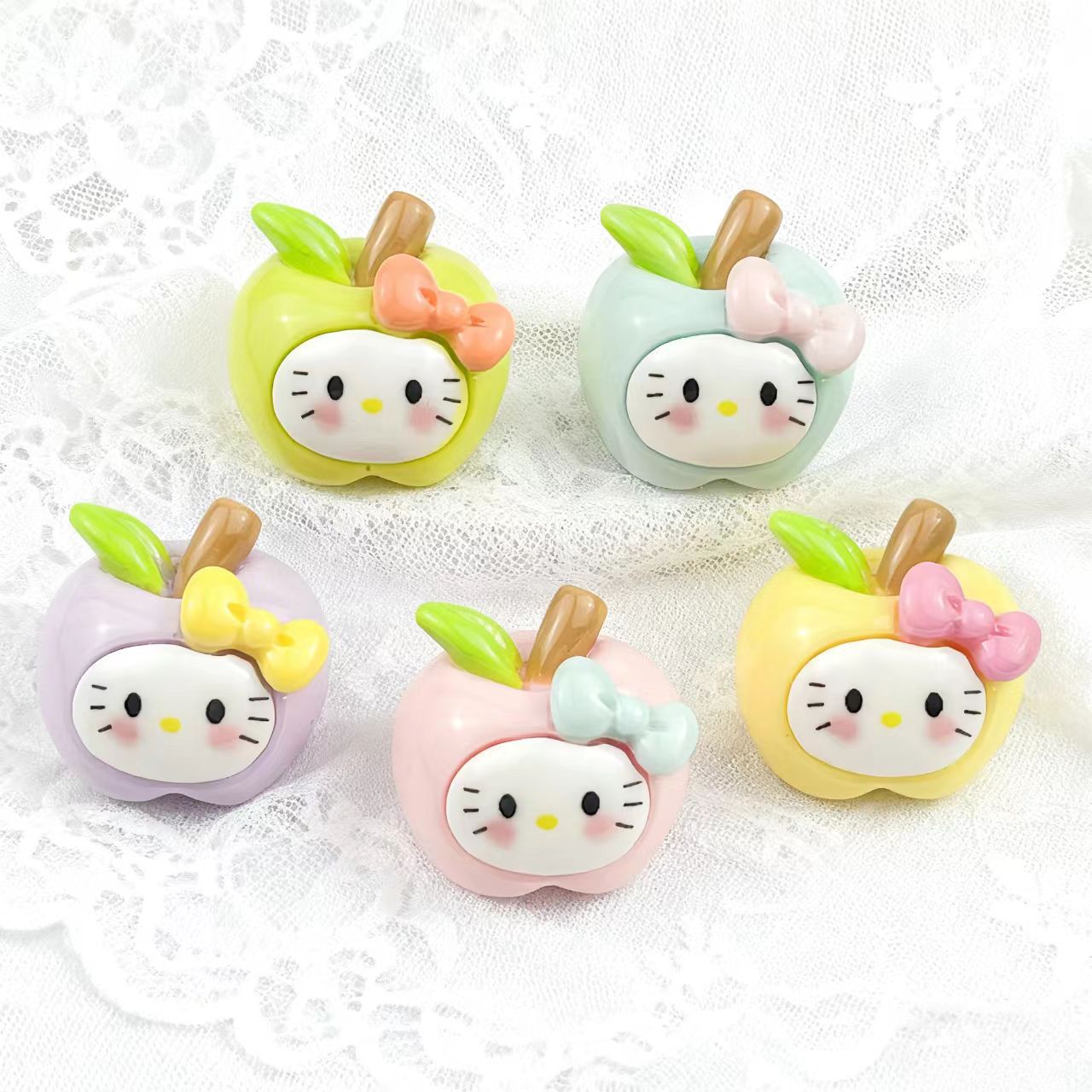 Resin Art Phone Case - 10/100pcsLuminous Apple Hello Kitty Resin DIY