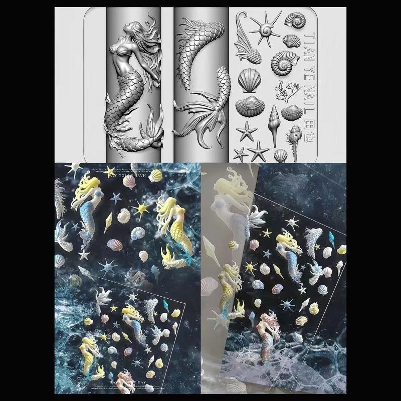 Resin Art Template - 3D Soft Silicone Nail Ocean Mermaid