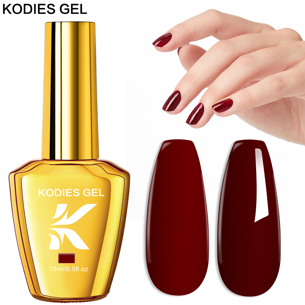 Uv Lamp Nail Resin - KODIES GEL Burgundy Red Gel Nail