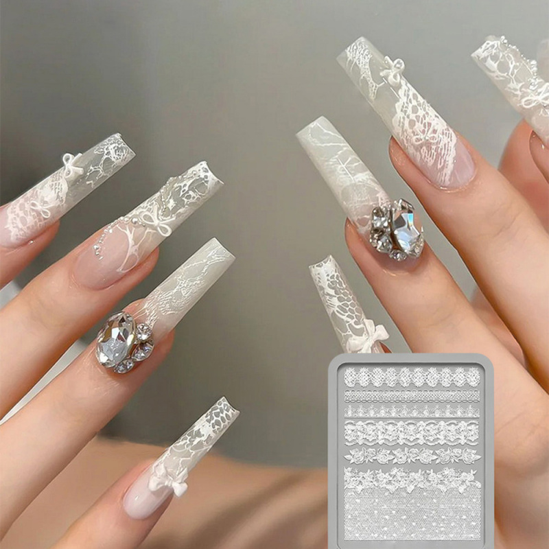 1pc Lace 3D Silicone Nail Mold - Resin Art Template ulasan dan harga