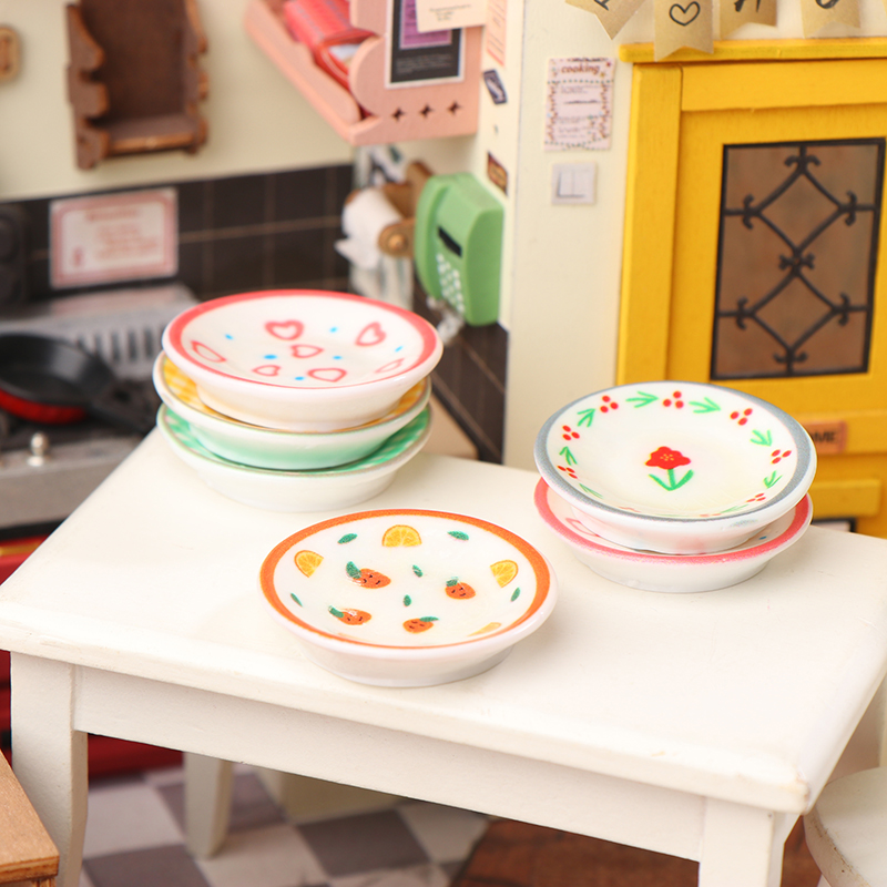 5Pcs 1/12 Dollhouse Mini Plate - Resin Art Toys ulasan dan harga