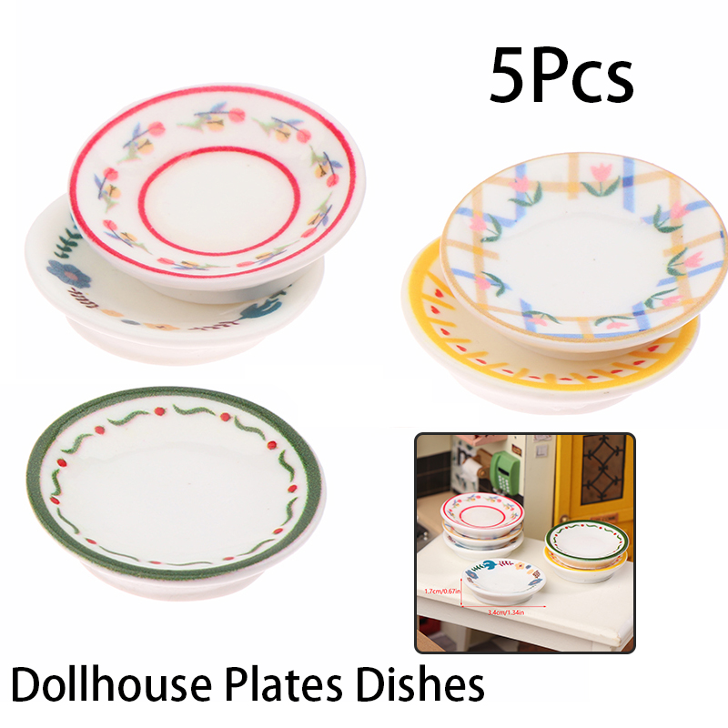 5Pcs 1/12 Dollhouse Mini Plate - Resin Art Toys ulasan dan harga
