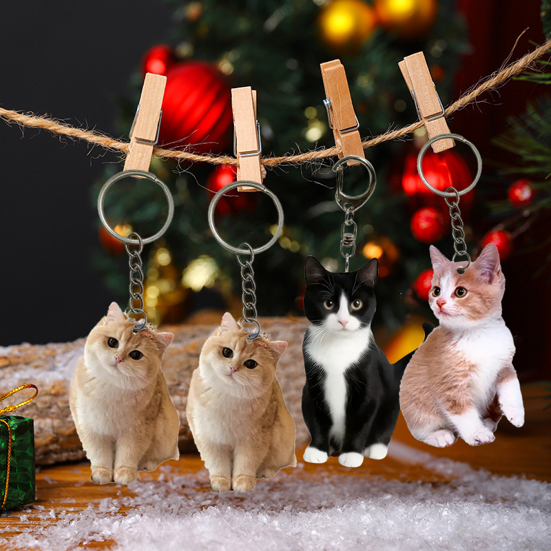 Black And White Cat Keychain 2 - Resin Art Keychain Design ulasan dan harga