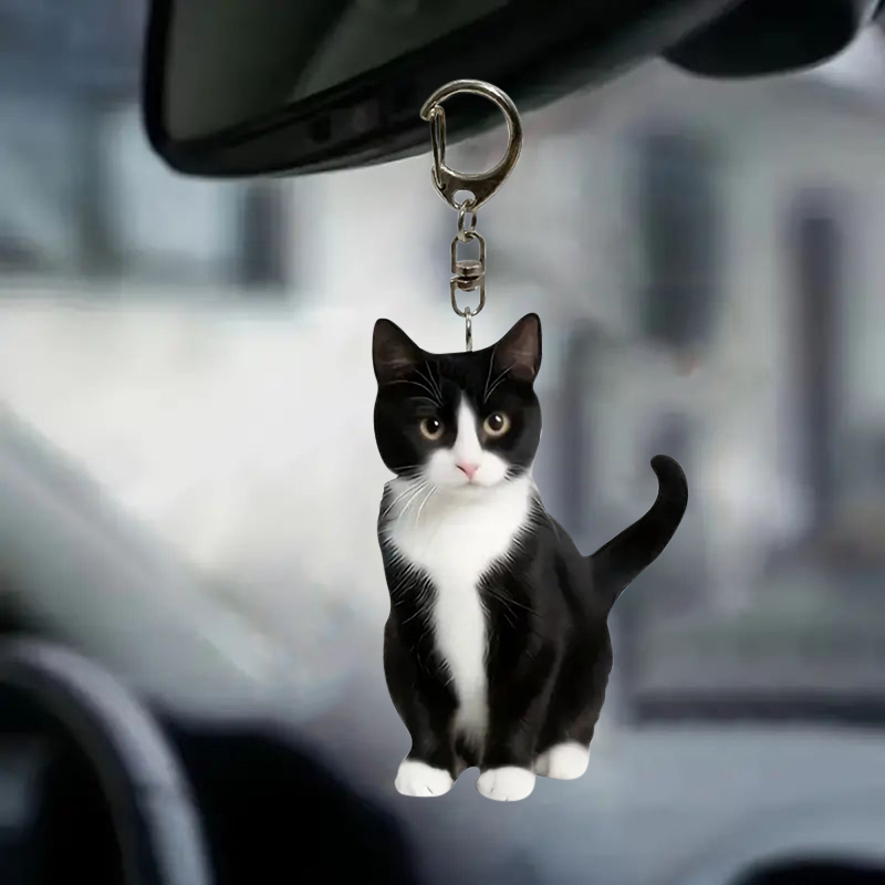 Black And White Cat Keychain 2 - Resin Art Keychain Design ulasan dan harga
