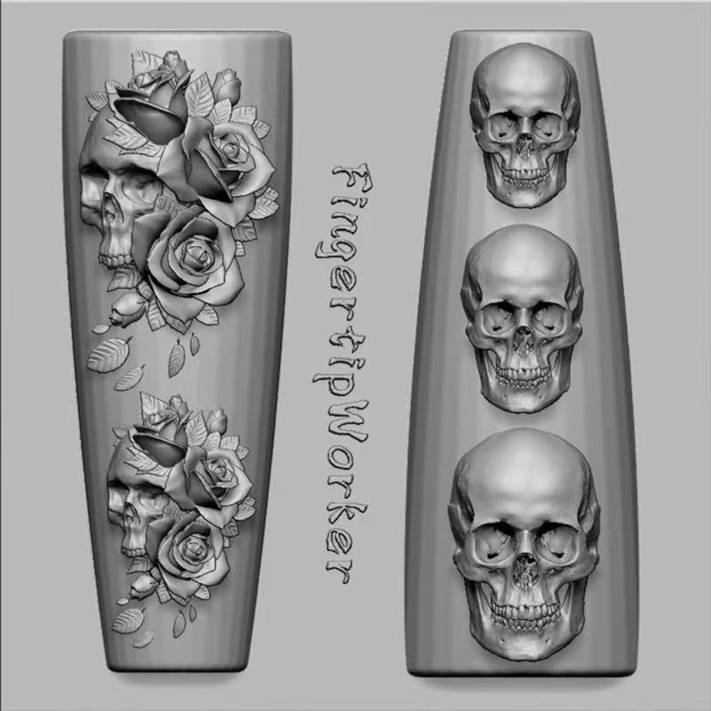 2Pcs Set Dark Rose Skull Silic - Resin Art Template ulasan dan harga