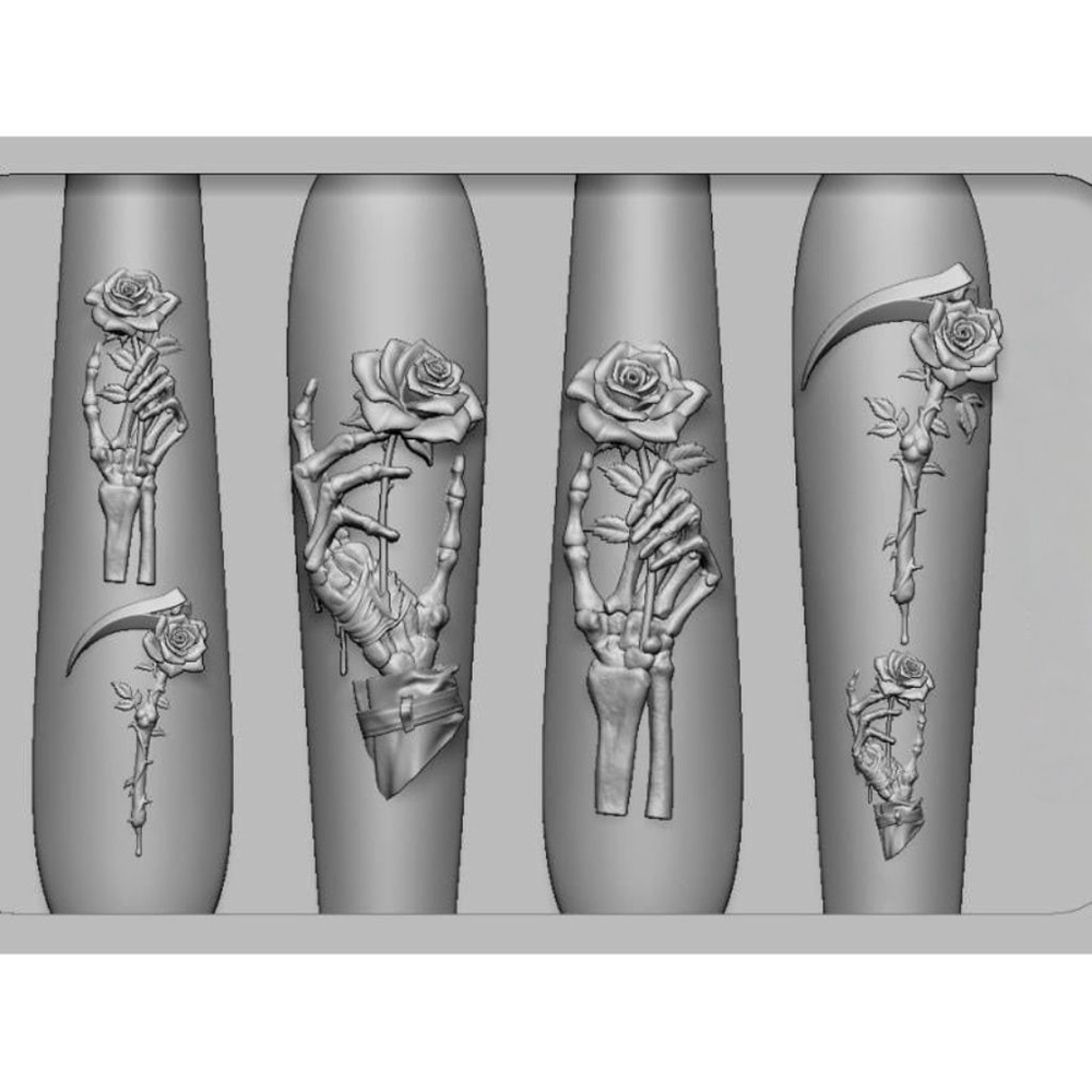 2Pcs Set Dark Rose Skull Silic - Resin Art Template ulasan dan harga