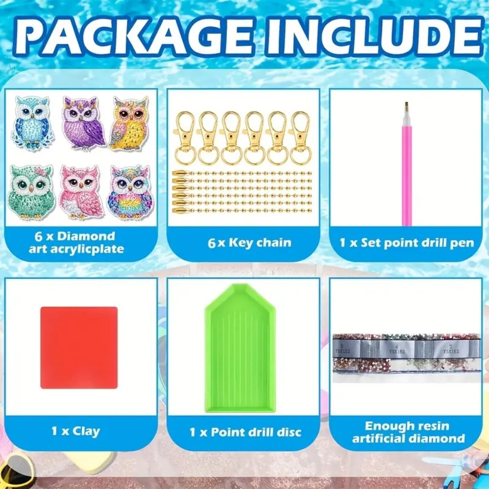 6-piece/set DIY Diamond Keycha - Resin Art Supplies ulasan dan harga