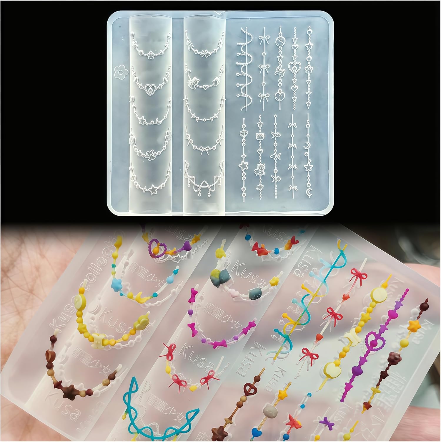 3D Bead Necklace Gel Nail Art  - Resin Art Template ulasan dan harga