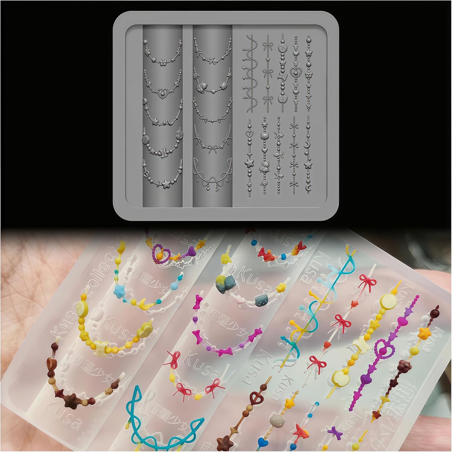 3D Bead Necklace Gel Nail Art  - Resin Art Template ulasan dan harga