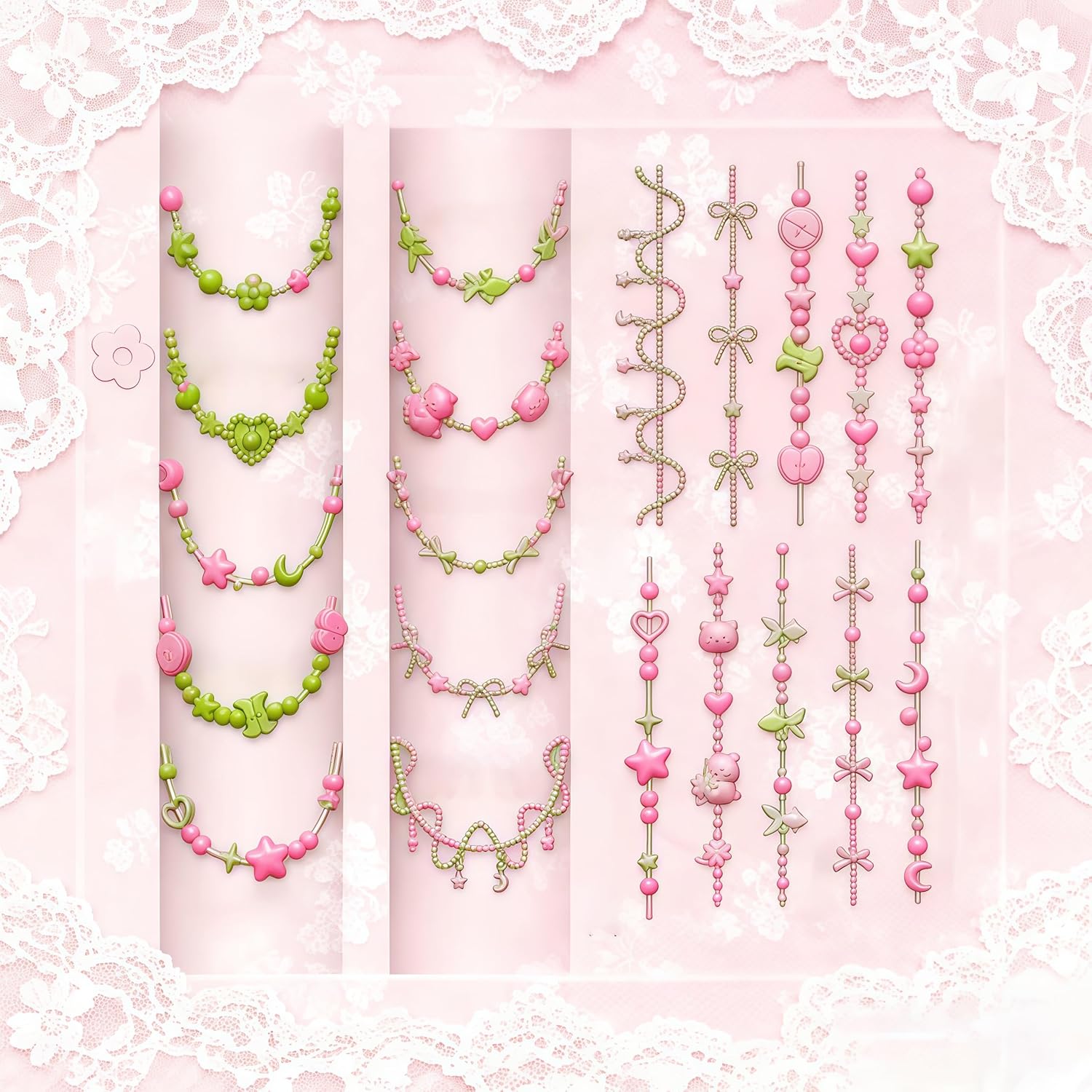 3D Bead Necklace Gel Nail Art  - Resin Art Template ulasan dan harga