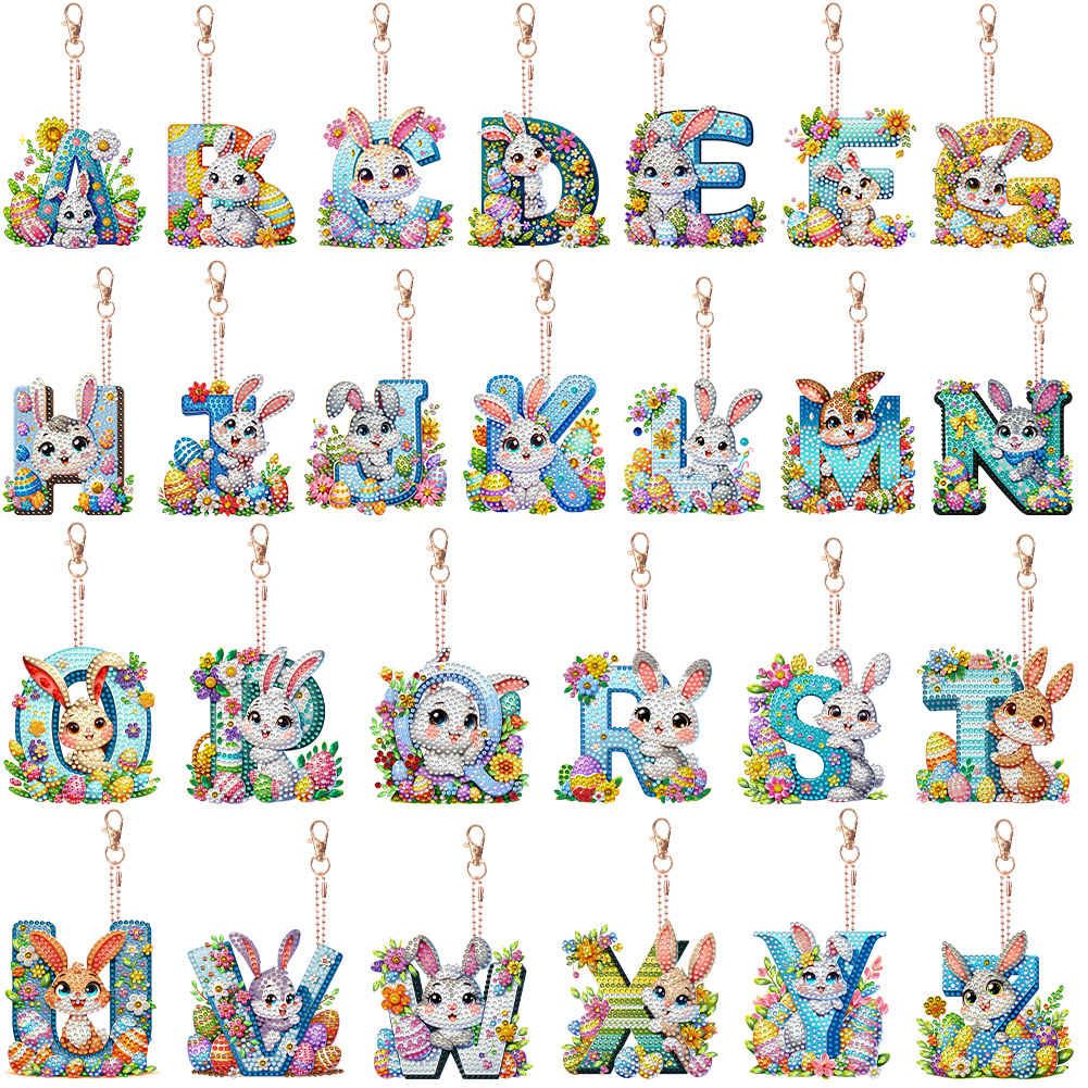 Easter Diamond Painting Keycha - Resin Art Letter Keychain ulasan dan harga