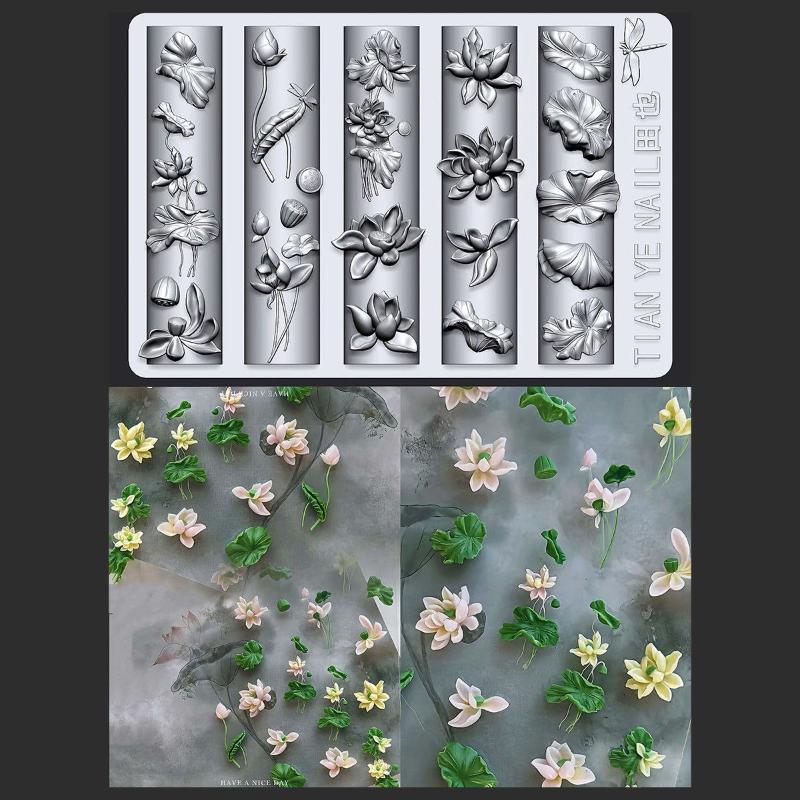 Flowers Series 3D Curved Nail  - Resin Art Template ulasan dan harga