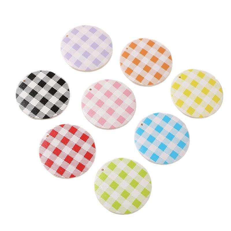 50PCS Fresh Art Plaid Circular - Resin Art Letter Keychain ulasan dan harga