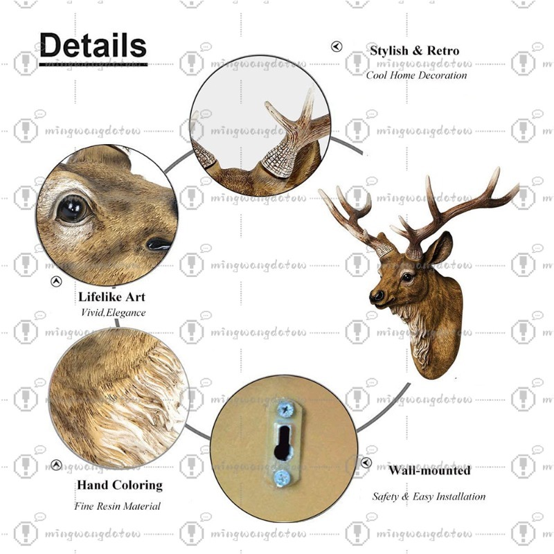 Faux Deer Head 17 inch Faux An - Resin Art Wall ulasan dan harga