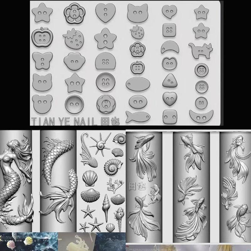 3D Soft Silicone Nail Ocean Me - Resin Art Template ulasan dan harga