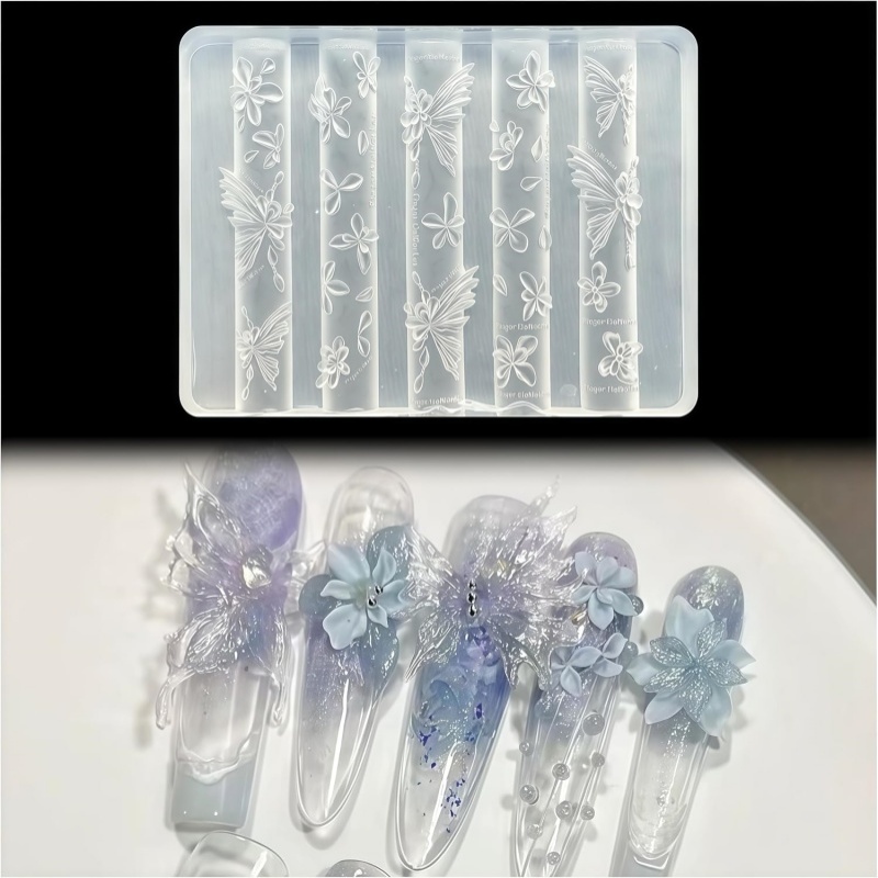 3D Butterfly Flower Gel Nail A - Resin Art Template ulasan dan harga